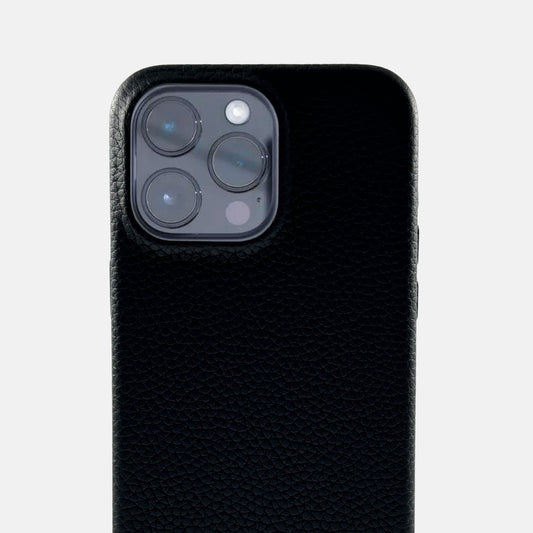 iPhone 15 series black leather case