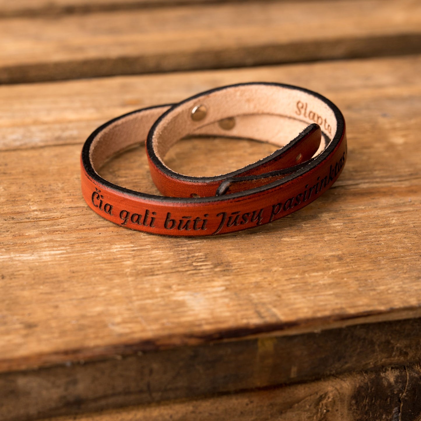 Leather bracelet Twist | Orange color