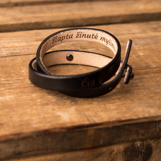 Leather bracelet Twist | Black color