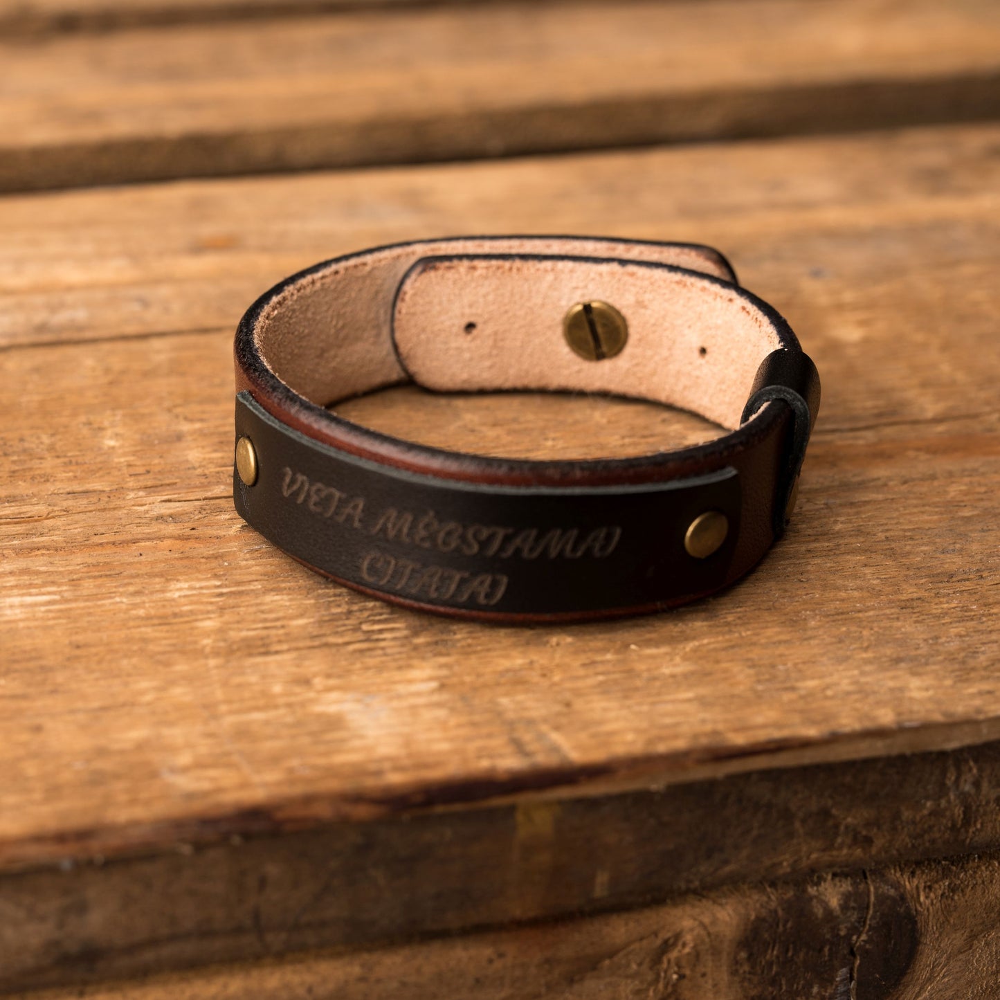 Leather bracelet Sphere | Brown color