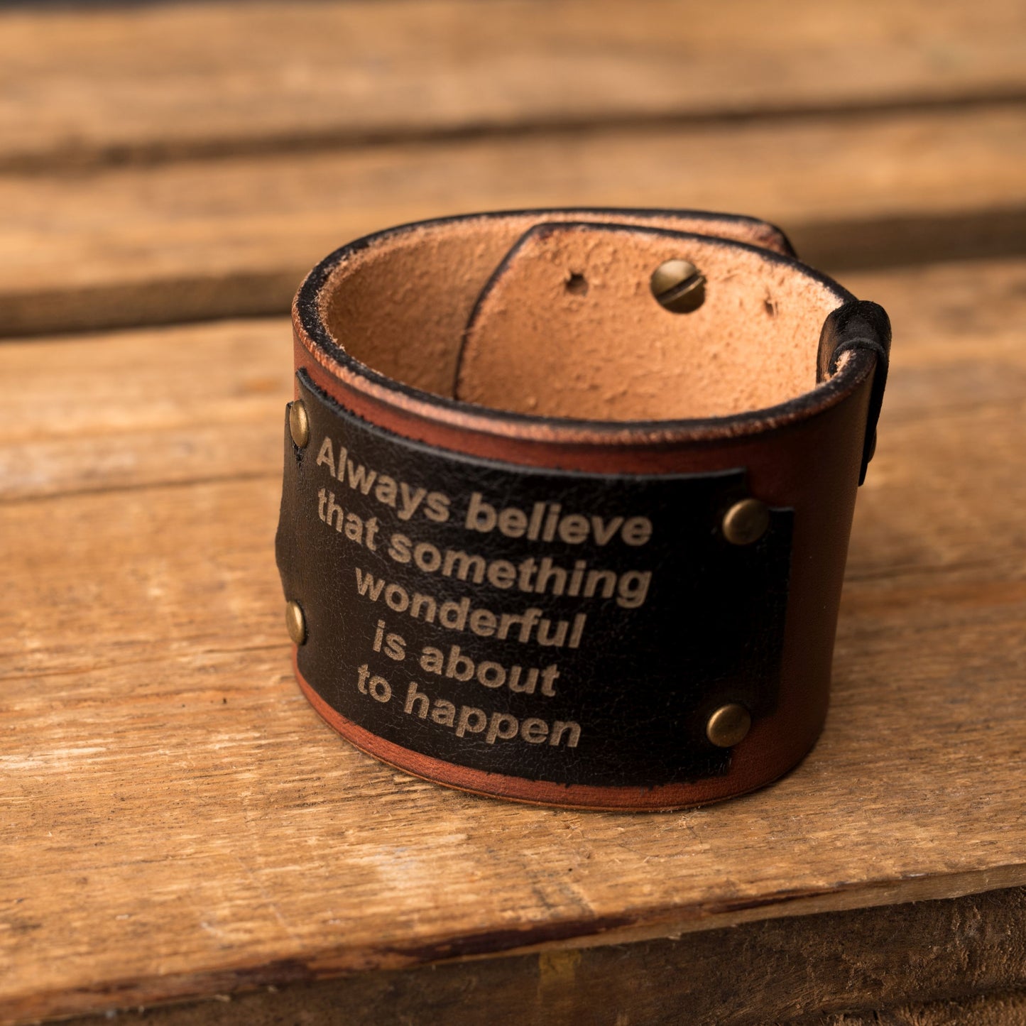 Leather bracelet Universe | Brown color