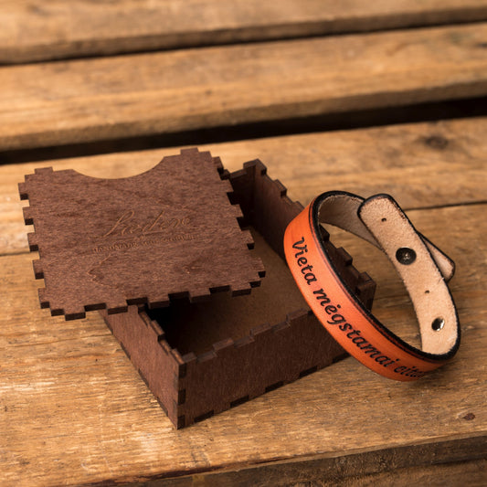 Leather bracelet Spirit | Orange color
