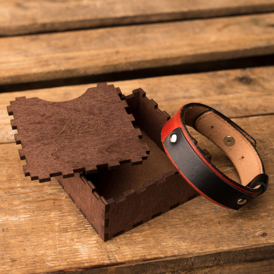 Leather bracelet Sphere | Orange color