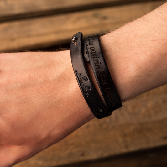 Leather bracelet Twist | Black color