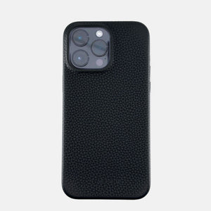 iPhone 15 serijos juodas odinis dėklas