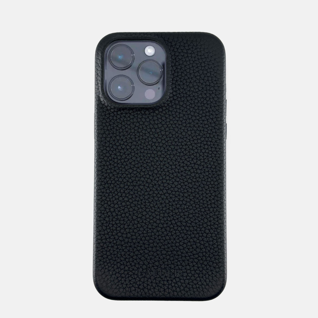 iPhone 15 series black leather case