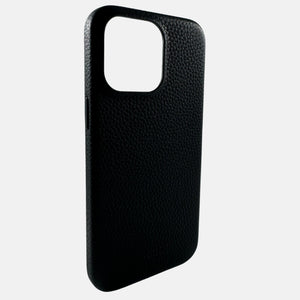 iPhone 15 series black leather case