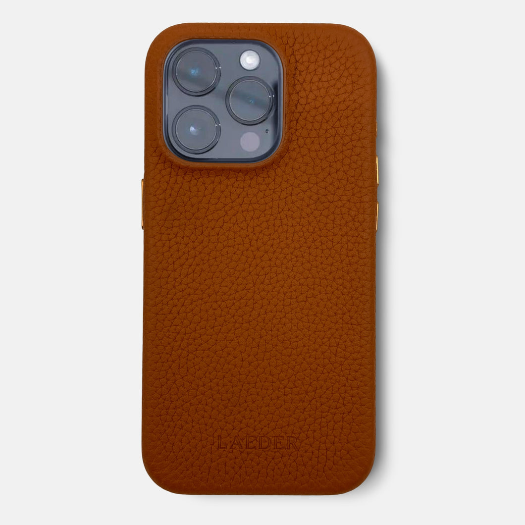 iPhone 15 serijos rudas odinis dėklas