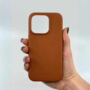 iPhone 15 series brown leather case