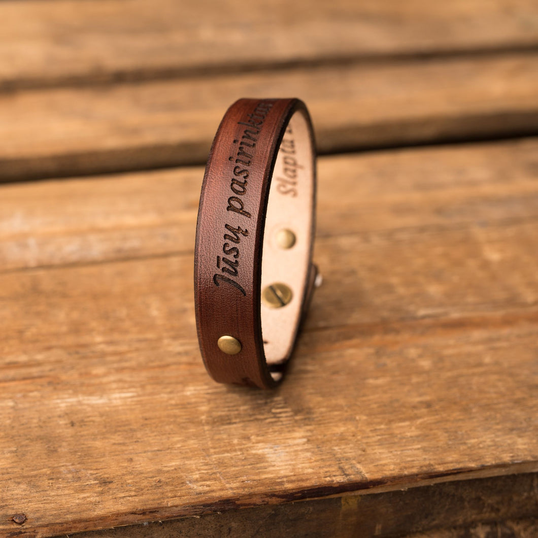 Leather bracelet Spirit | Brown color
