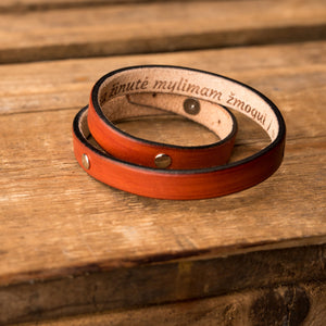 Leather bracelet Twist | Orange color