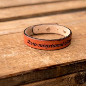 Leather bracelet Spirit | Orange color