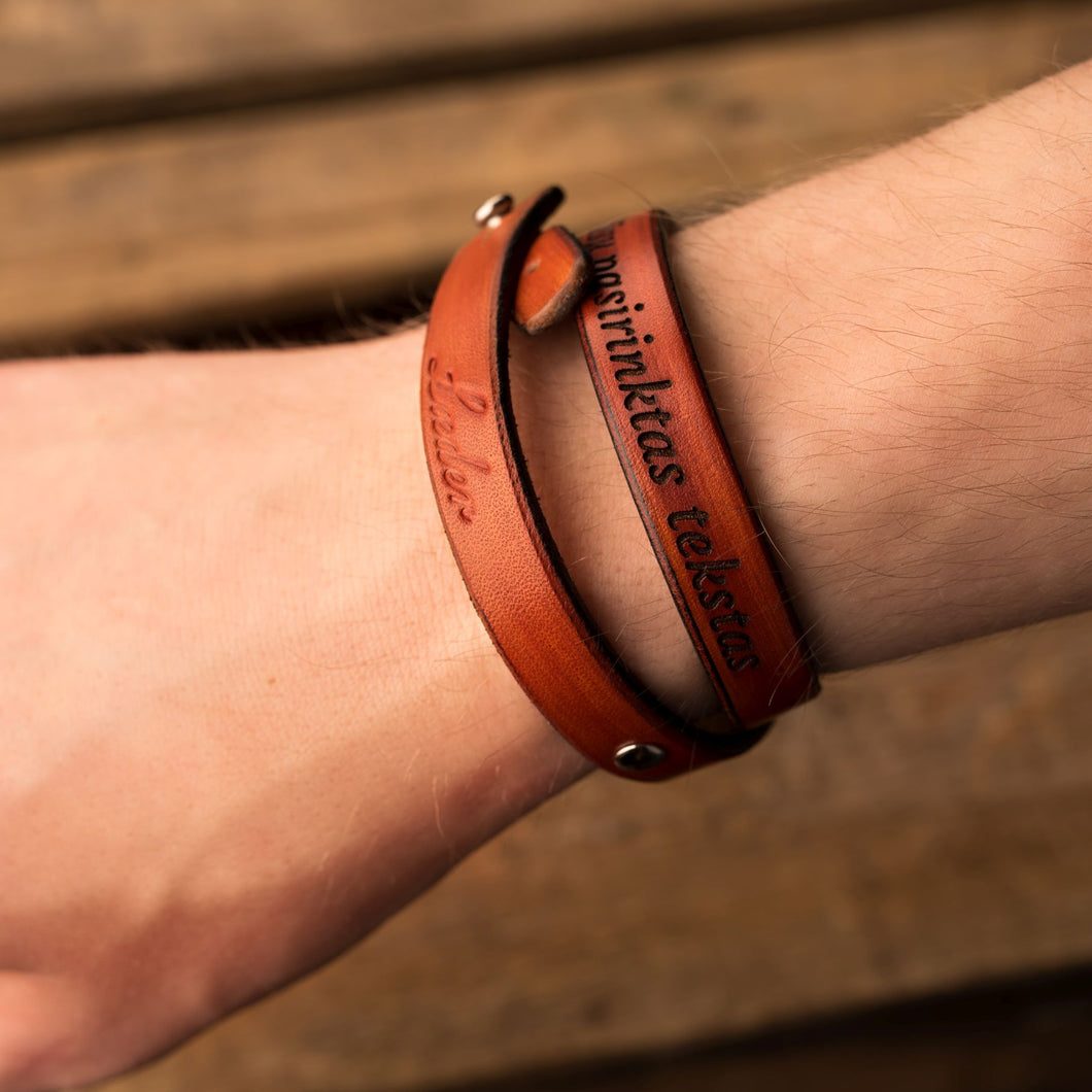 Leather bracelet Twist | Orange color